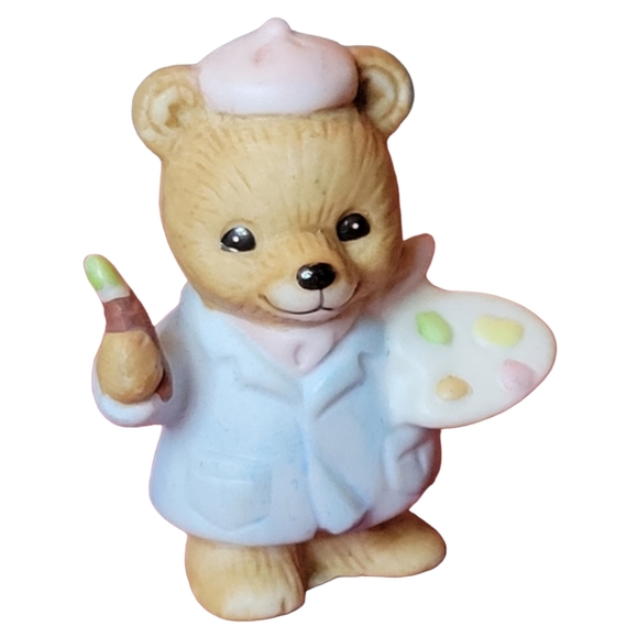 Vtg Mini Homco Professional Series #8820 Porcelain Bear Painter Artist Figurine - Picture 1 of 5